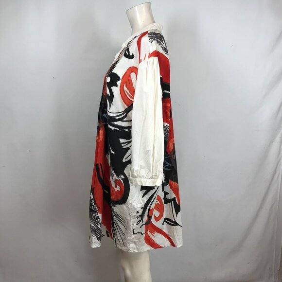 ULLA POPKEN - WOMEN'S 20/22 - ART TO WEAR 3/4 SLEEVE V NECK COTTON TUNIC DRESS - Picture 6 of 7